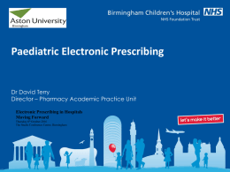 Paediatric Electronic Prescribing