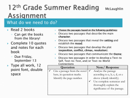 12th Grade Summer Reading Assignment