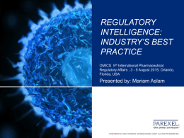 Regulatory intelligence: industry`s best practice