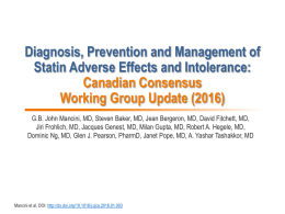 Diagnosis, Prevention and Management of Statin Adverse Effects