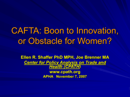 CAFTA: Boon to Innovation, or Obstacle for Women?