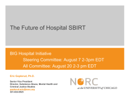 Click here for PP Slides - Hospital SBIRT Initiative