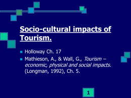 1 Socio-cultural impacts of Tourism.