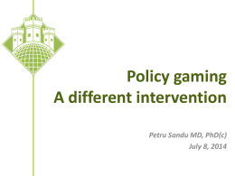 The Policy gaming - Cluj School of Public Health