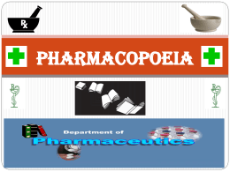 pharmacopoeias - Hindu College Of Pharmacy