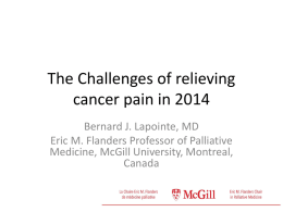 The Challenges of relieving cancer pain in 2014