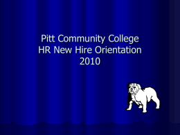 Pitt Community College HR New Hire Orientation 2006