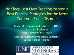 Sleep Disorders - New Hampshire Pharmacists Association