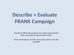 Describe + Evaluate FRANK Campaign
