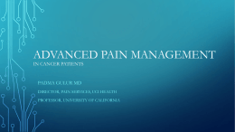 Advanced pain management in cancer patients