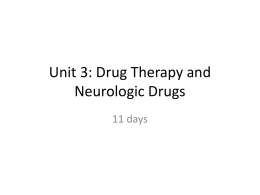 Unit 3: Drug Therapy and Neurologic Drugs