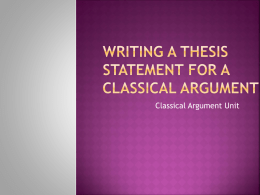 Writing a Thesis statement for a Classical Argument