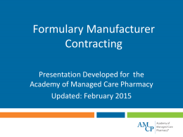 Formulary Manufacturer Contracting - 2