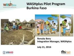 WASH-NTD Integration Burkina Faso Pilot