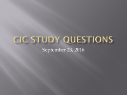 CIC Study Questions - APIC Intermountain
