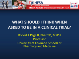 What should I think when asked to be in a Clinical Trial?