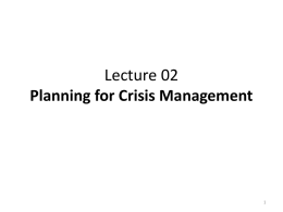 Chapter 2 Planning for Crisis Management