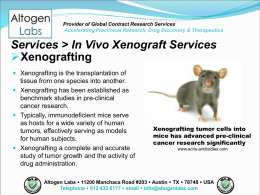 In Vivo Xenograft Services PowerPoint Presentation