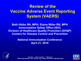 Vaccine Adverse Event Reporting System (VAERS)