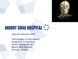 Mount Sinai Hospital - Information Today, Inc.