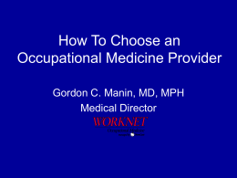 How To Choose an Occupational Medicine Provider