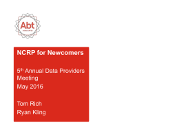 NCRP for Newcomers