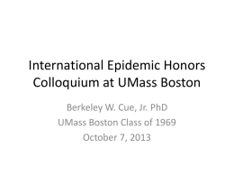 International Epidemic Honors Colloquium at Umass Boston