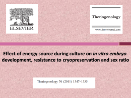 Effect of energy source during culture on in vitro embryo