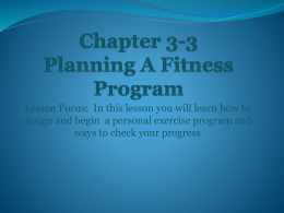 Chapter 3-3 Planning A Fitness Program