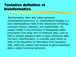 Overview of bioinformatics