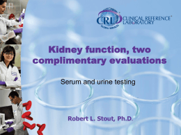 Dr. Stout`s presentation about renal tests
