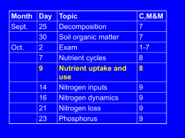 Nutrient uptake and use