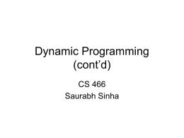 Dynamic Programming: Sequence alignment