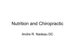 Nutrition and Chiropractic - Maine Chiropractic Assistants
