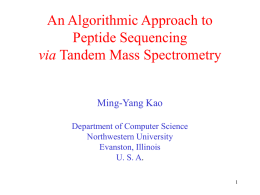 An Algorithmic Approach to Peptide Sequencing via Tandem