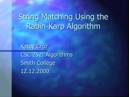 String Matching using the Rabin