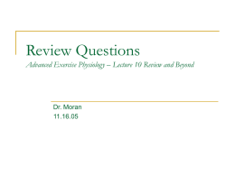 Review Questions Advanced Exercise Physiology