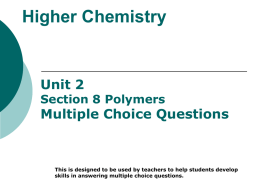 Higher Chemistry Unit 2 - Section 1 Fuels Multiple Choice
