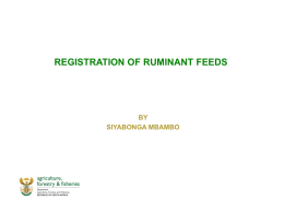 REGISTRATION OF RUMINANT FEEDS - AFMA