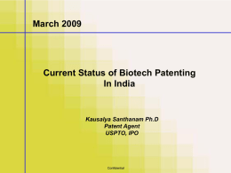 Biotech Patenting in India - PHARMACEUTICALS EXPORT