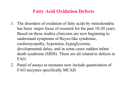 Fatty Acid Oxidation - New Jersey Medical School