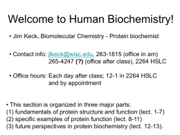 Lecture 1: Fundamentals of Protein Structure