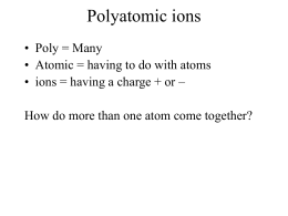 Polyatomic Ions - Chemistry Land Intro