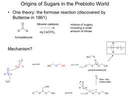 Origins of Sugars in the Prebiotic World