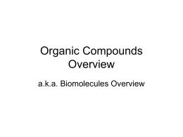Organic Compounds Overview - Kenwood Academy High School