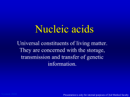 Nucleic acids - Univerzita Karlova v Praze