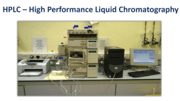 HPLC – High Performance Liquid Chromatography