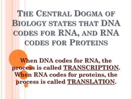 The Central Dogma of Biology states that DNA codes for RNA