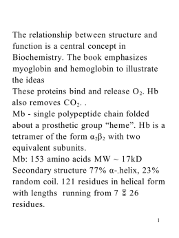 Hemoglobin and Cytochrome c