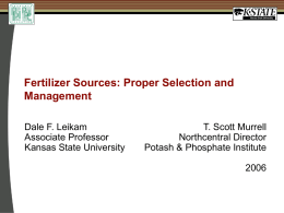 Fertilizer Sources-Proper Selection and Management